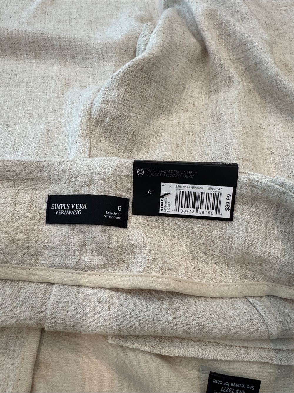 NWT Simply Vera Vera Wang Linen-Blend shorts - Picture 7 of 7